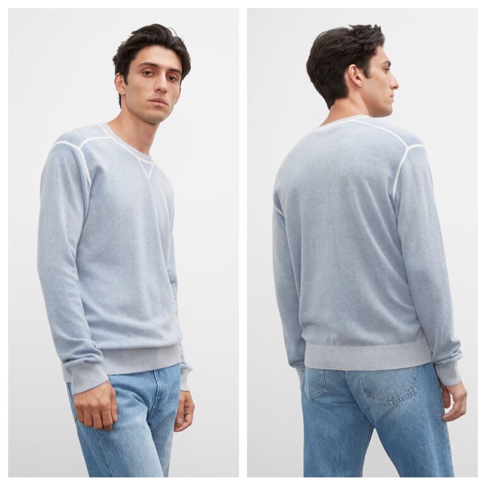 Club Monaco Mens Long Sleeve 100% Cashmere Pullover Sweater Sz S Heathered Blue - Picture 1 of 10